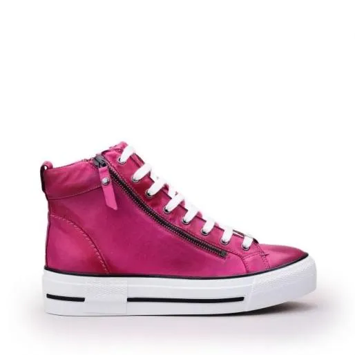 Annaken Fuschia Leather Women Moda In Pelle Casual Shoes And Trainers