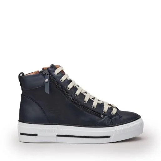 Annaken Navy Leather Women Moda In Pelle Casual Shoes And Trainers
