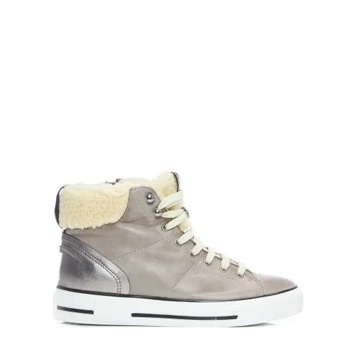 Anniia Grey 8211 Pewter Leather Women Moda In Pelle HighTop Trainers