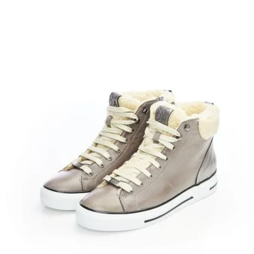 Anniia Grey 8211 Pewter Leather Women Moda In Pelle HighTop Trainers