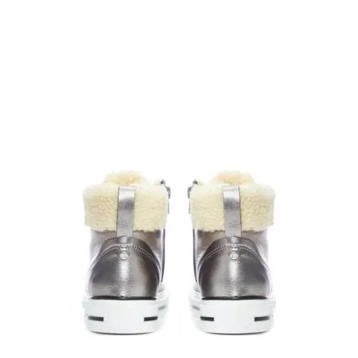 Anniia Grey 8211 Pewter Leather Women Moda In Pelle HighTop Trainers