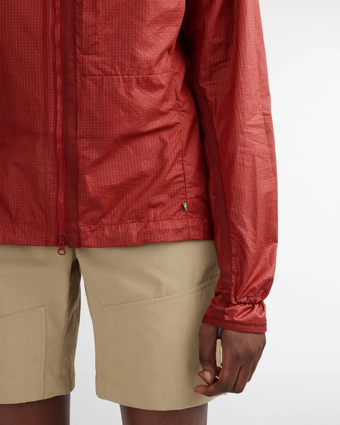Ansur Hooded Katla Cotton Jacket Rose Red Women Klttermusen Wind Resistant Jackets