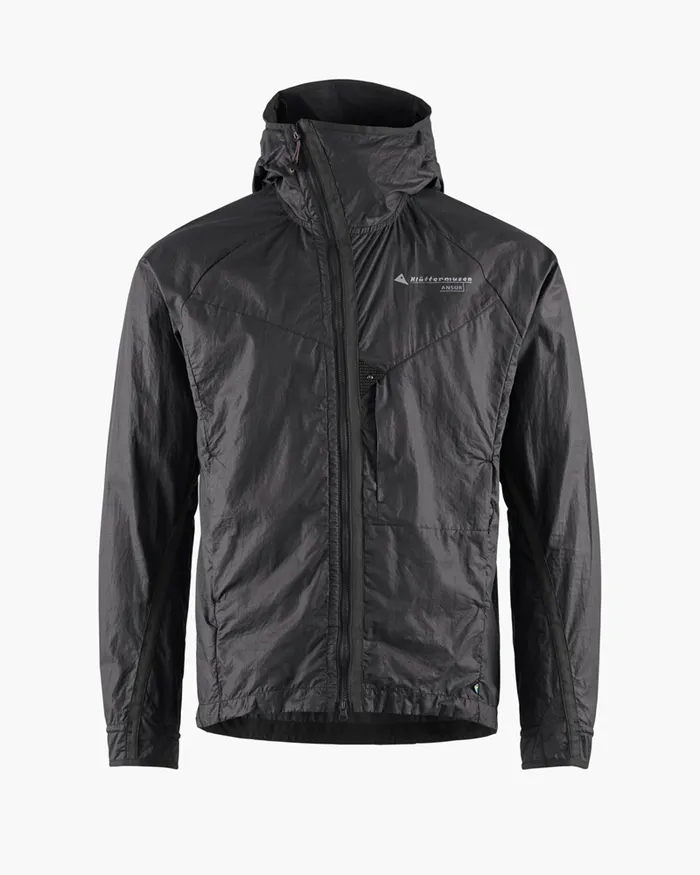 Ansur Hooded Katla Cotton Wind Jacket Raven Black Men Klttermusen Wind Resistant Jackets Ansur Hooded Katla Cotton Wind Jacket Raven Black Men Klttermusen Wind Resistant Jackets