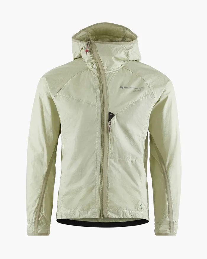 Ansur Hooded Katla Cotton Wind Jacket Swamp Greensilver Green Men Klttermusen Wind Resistant Jackets