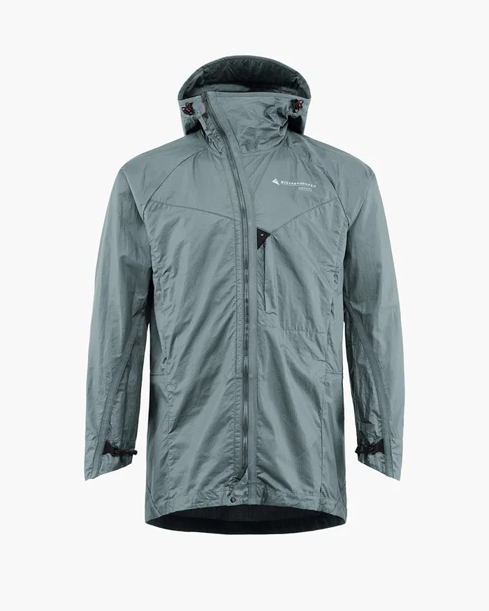 Ansur Windproof Parka Stone Blue Men Klttermusen Wind Resistant Jackets