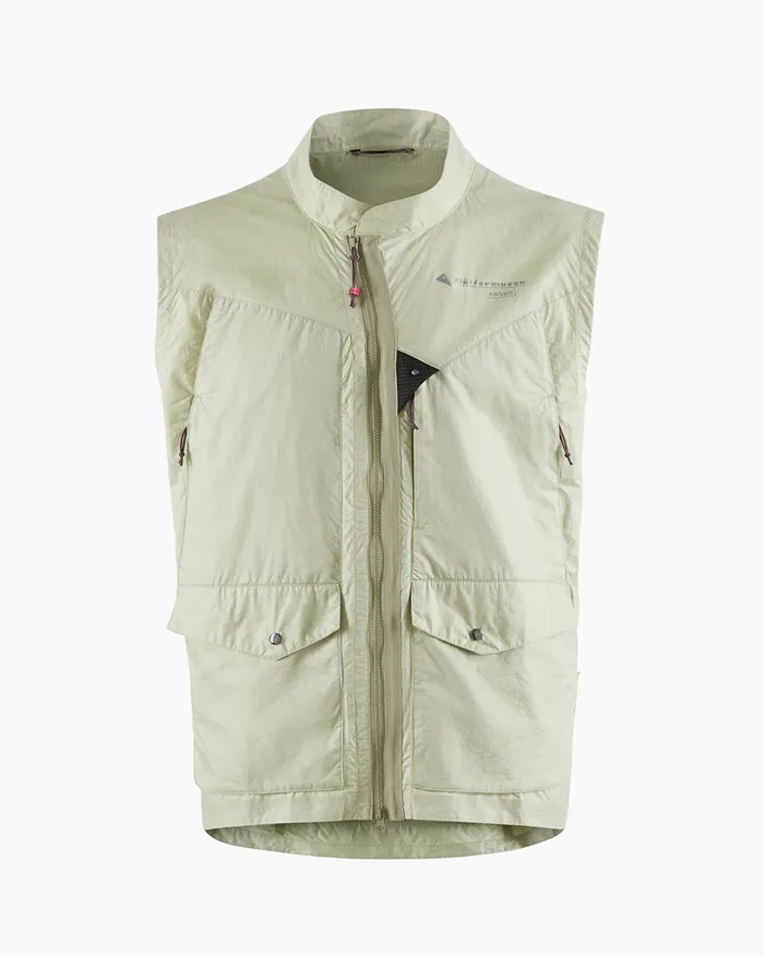 Ansur Windproof Vest Swamp Greensilver Green Men Klttermusen Wind Resistant Jackets