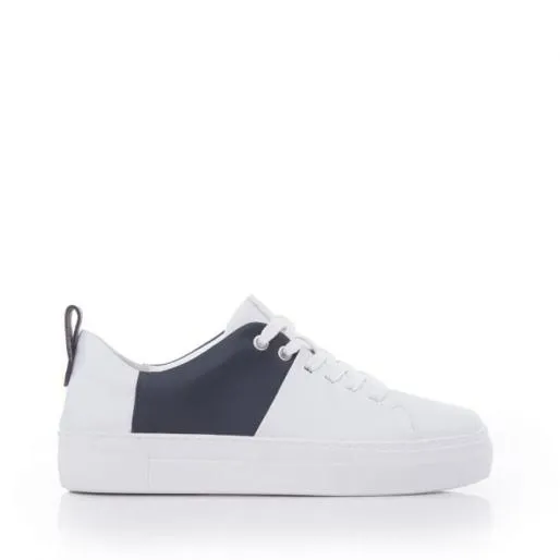 Arani White Blue Porvair Women Moda In Pelle Casual Trainers