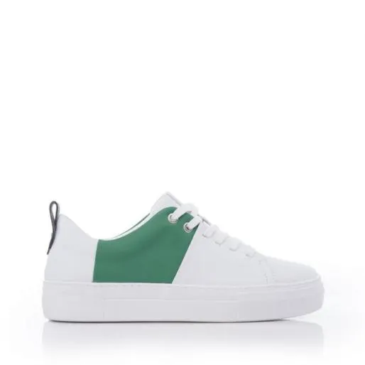 Arani WhiteGreen Porvair Women Moda In Pelle Casual Trainers