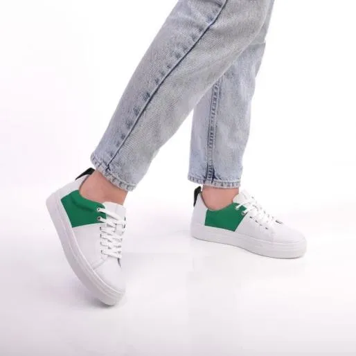 Arani WhiteGreen Porvair Women Moda In Pelle Casual Trainers Arani WhiteGreen Porvair Women Moda In Pelle Casual Trainers