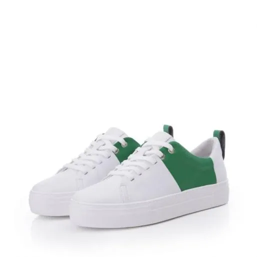 Arani WhiteGreen Porvair Women Moda In Pelle Casual Trainers Arani WhiteGreen Porvair Women Moda In Pelle Casual Trainers