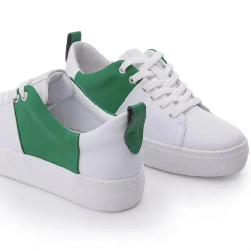 Arani WhiteGreen Porvair Women Moda In Pelle Casual Trainers Arani WhiteGreen Porvair Women Moda In Pelle Casual Trainers