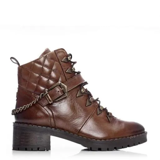 Aranie Tan Leather Women Moda In Pelle Ankle Boots