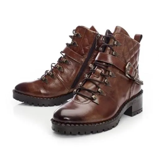 Aranie Tan Leather Women Moda In Pelle Ankle Boots