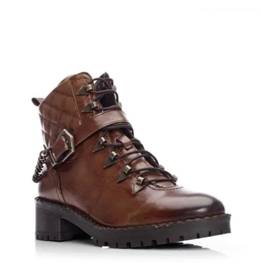 Aranie Tan Leather Women Moda In Pelle Ankle Boots