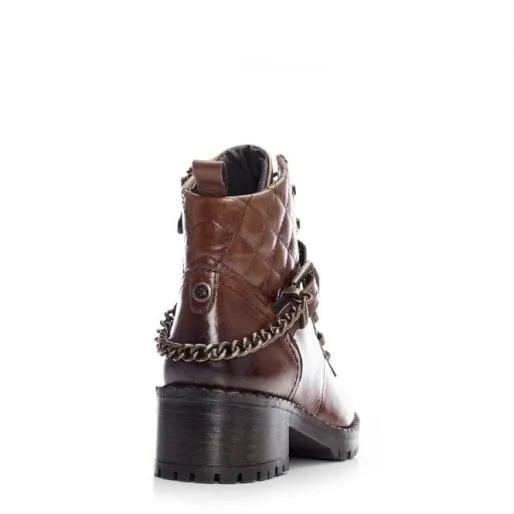 Aranie Tan Leather Women Moda In Pelle Ankle Boots