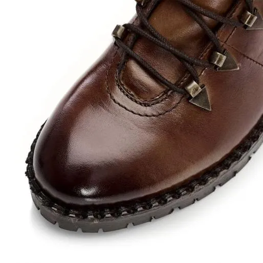 Aranie Tan Leather Women Moda In Pelle Ankle Boots