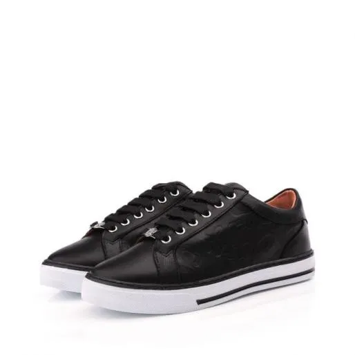 Arelie Black Leather Women Moda In Pelle Casual Trainers Arelie Black Leather Women Moda In Pelle Casual Trainers