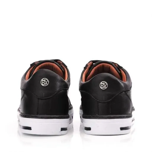 Arelie Black Leather Women Moda In Pelle Casual Trainers Arelie Black Leather Women Moda In Pelle Casual Trainers