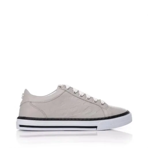 Arelie Light Grey Leather Women Moda In Pelle Casual Trainers