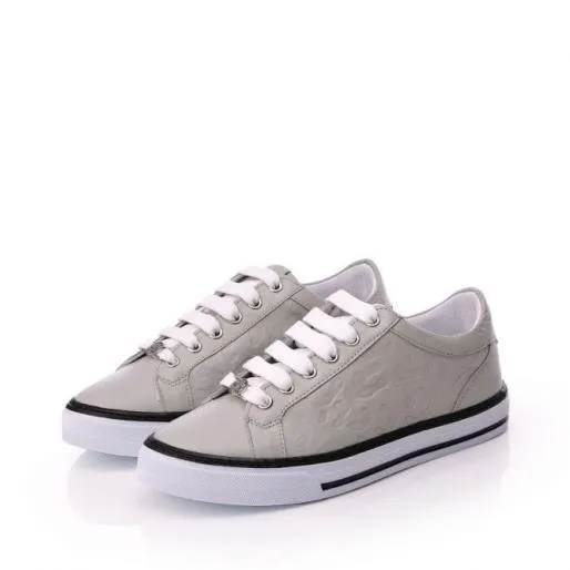 Arelie Light Grey Leather Women Moda In Pelle Casual Trainers