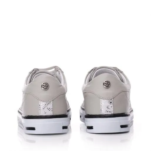 Arelie Light Grey Leather Women Moda In Pelle Casual Trainers