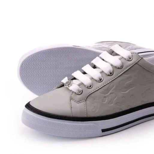 Arelie Light Grey Leather Women Moda In Pelle Casual Trainers