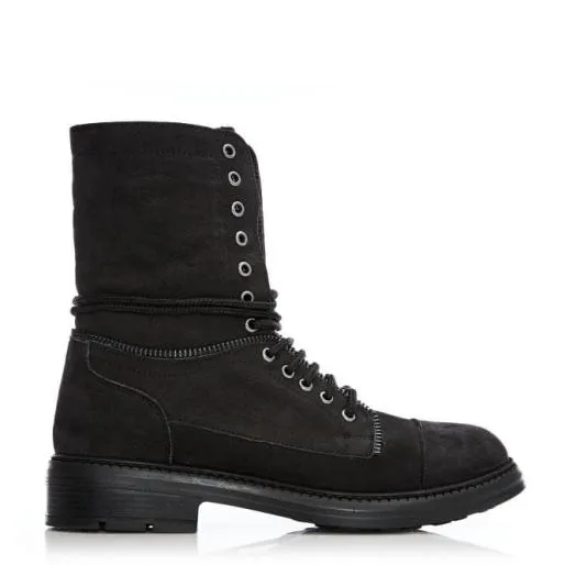 Arinie Black Nubuck Women Moda In Pelle Ankle Boots