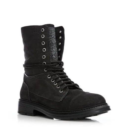 Arinie Black Nubuck Women Moda In Pelle Ankle Boots