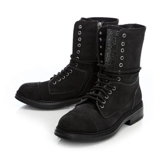 Arinie Black Nubuck Women Moda In Pelle Ankle Boots