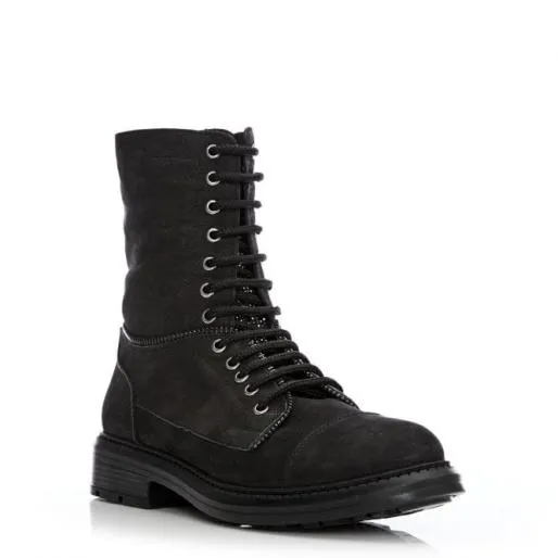 Arinie Black Nubuck Women Moda In Pelle Ankle Boots