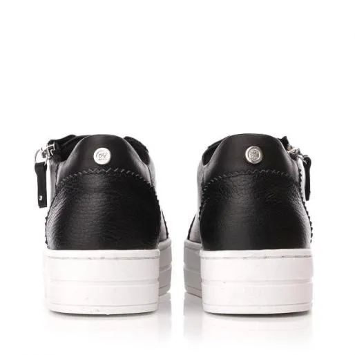 Arissa Black Leather Women Moda In Pelle Platform Trainers