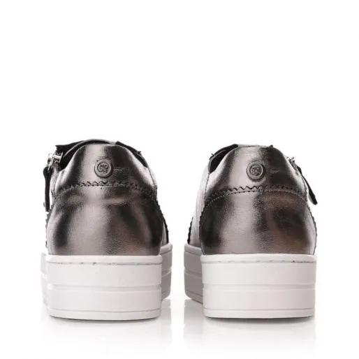 Arissa Pewter Leather Women Moda In Pelle Platform Trainers