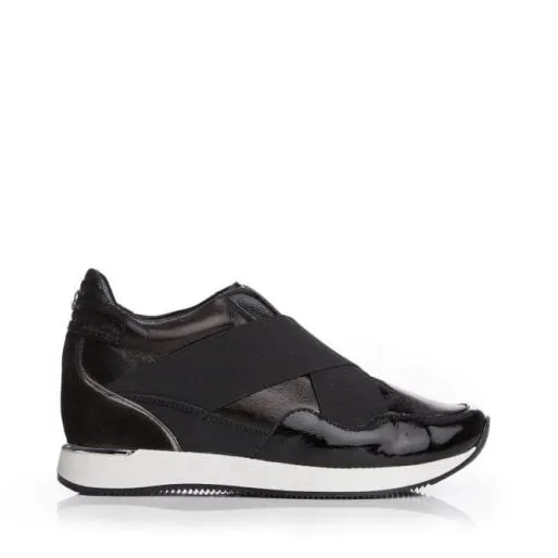 Ariya Black Leather Women Moda In Pelle Black Trainers