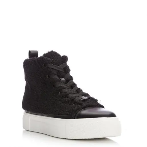 Arling Black Faux Fur Women Moda In Pelle HighTop Trainers Arling Black Faux Fur Women Moda In Pelle HighTop Trainers