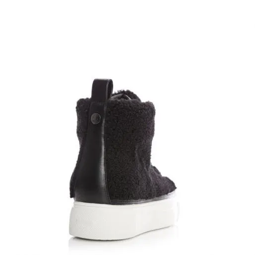 Arling Black Faux Fur Women Moda In Pelle HighTop Trainers Arling Black Faux Fur Women Moda In Pelle HighTop Trainers