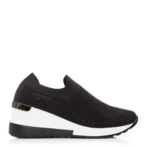 Arolia Black Textile Women Moda In Pelle Casual Shoes And Trainers