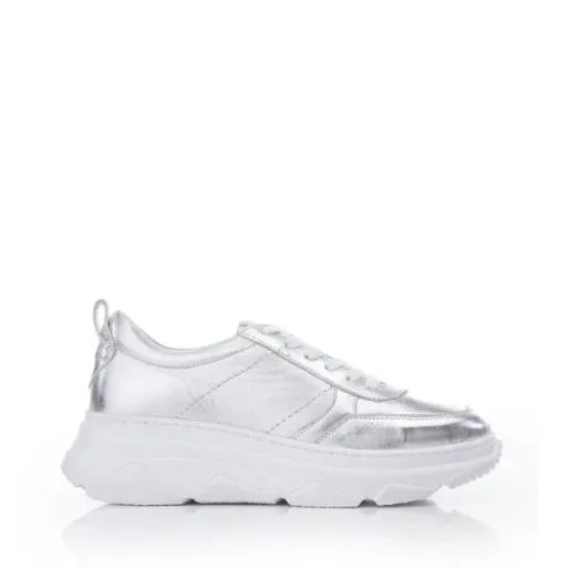 Avari Silver Leather Women Moda In Pelle Chunky Trainers Avari Silver Leather Women Moda In Pelle Chunky Trainers