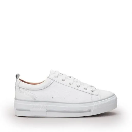 Avena White Leather Women Moda In Pelle Casual Trainers
