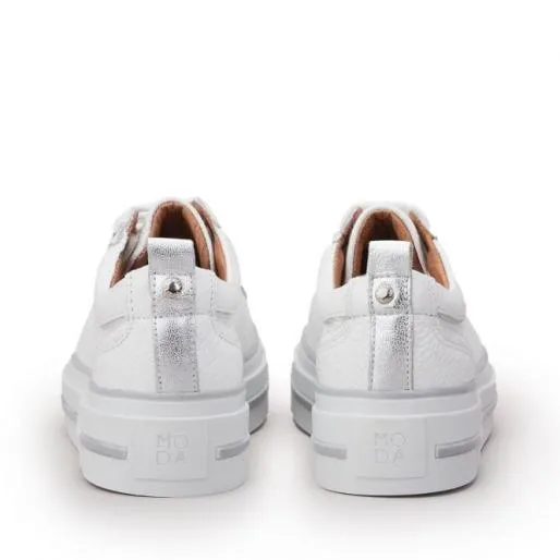 Avena White Leather Women Moda In Pelle Casual Trainers Avena White Leather Women Moda In Pelle Casual Trainers