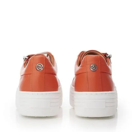 Azara Orange Leather Women Moda In Pelle Platform Trainers Azara Orange Leather Women Moda In Pelle Platform Trainers