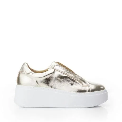 B Axell Gold Leather Women Moda In Pelle Chunky Trainers
