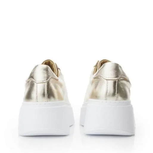 B Axell Gold Leather Women Moda In Pelle Chunky Trainers