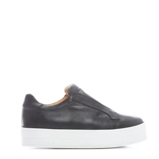 BBath Black Leather Women Moda In Pelle SlipOn Trainers