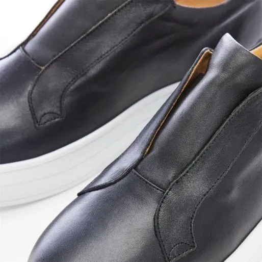 BBath Black Leather Women Moda In Pelle SlipOn Trainers BBath Black Leather Women Moda In Pelle SlipOn Trainers