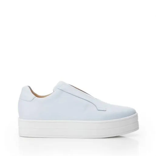BBath Light Blue Leather Women Moda In Pelle SlipOn Trainers