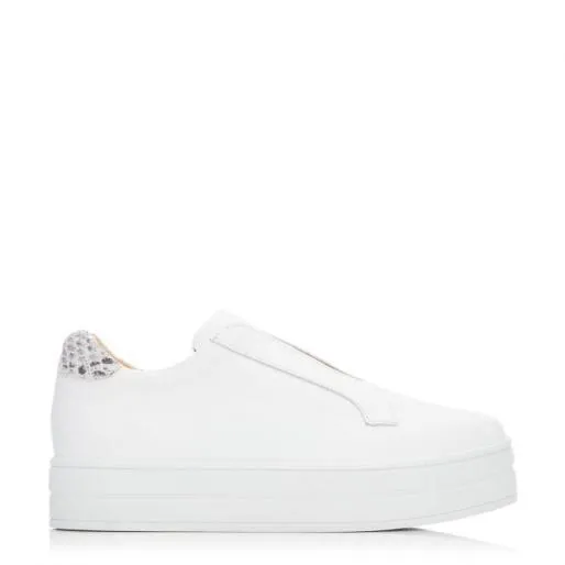 BBath White 8211 Snake Leather Women Moda In Pelle SlipOn Trainers