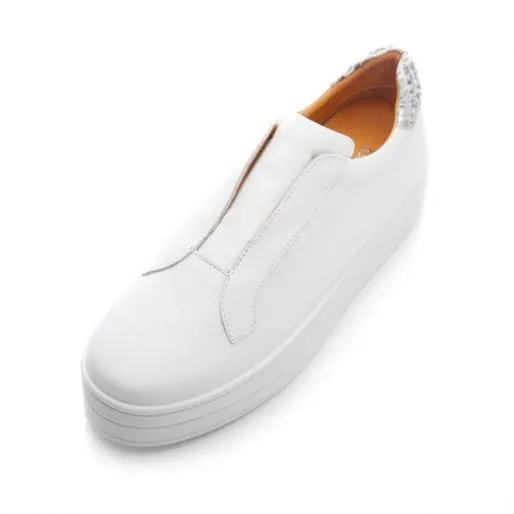 BBath White 8211 Snake Leather Women Moda In Pelle SlipOn Trainers BBath White 8211 Snake Leather Women Moda In Pelle SlipOn Trainers