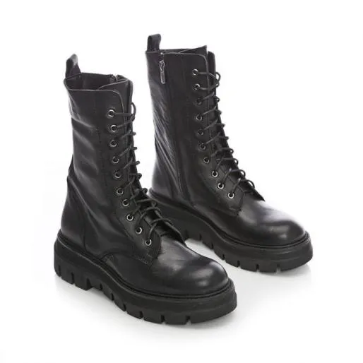BBikie Black Leather Women Moda In Pelle Chunky Boots BBikie Black Leather Women Moda In Pelle Chunky Boots