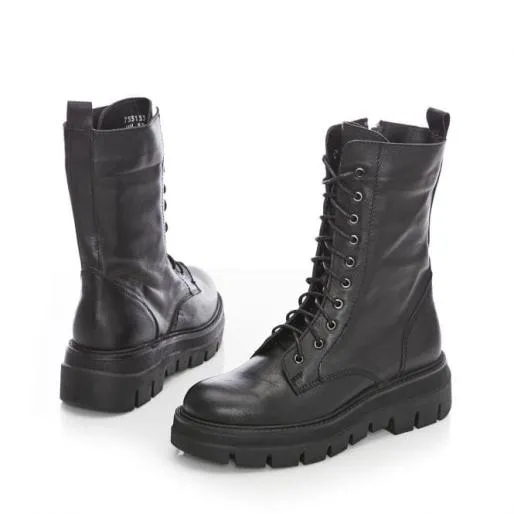 BBikie Black Leather Women Moda In Pelle Chunky Boots BBikie Black Leather Women Moda In Pelle Chunky Boots