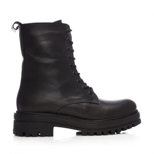 BBrew Black Leather Women Moda In Pelle Ankle Boots
